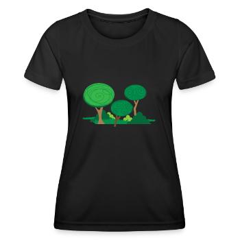 Curly green trees small forest - Women's Functional T-Shirt - black - Front - AI Model Female 172 light (172cm)