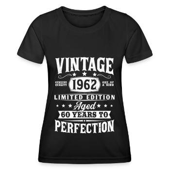 60 birthday born 1962 Vintage Vintage - Women's Functional T-Shirt - black - Front - AI Model Female 172 light (172cm)