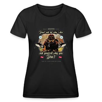 Plongée - Funny Saying Shark 200 Bar Cadeau - T-shirt sport Femme - noir - Devant - AI Model Female 172 light (172cm)