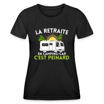 Camping car retraite Cadeau Humour - T-shirt sport Femme - noir - Devant - AI Model Female 172 light (172cm)