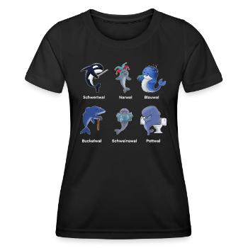 Wortspiel Wal Wale Delfin Delfine lustig Party - Frauen Funktions-T-Shirt - Schwarz - Vorne - AI Model Female 172 light (172cm)