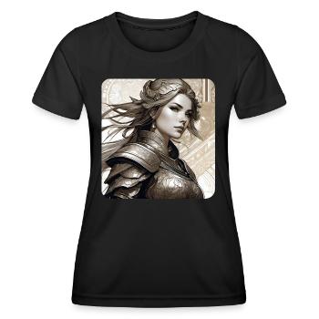 Fantasy Anime Fille Viking Germanique Trigues Moyen Âge - T-shirt sport Femme - noir - Devant - AI Model Female 172 light (172cm)