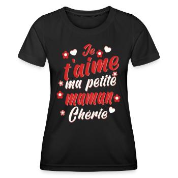 Belle idée cadeau Je t'aime ma petite maman chérie - T-shirt sport Femme - noir - Devant - AI Model Female 172 light (172cm)