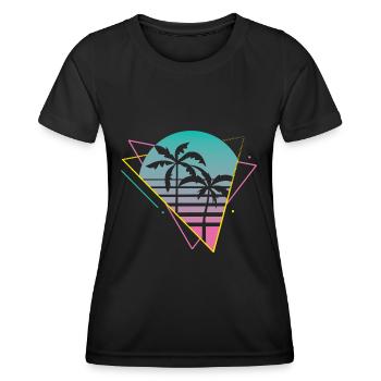 Vaporwave palmiers coucher de soleil Retro Neon 80s - T-shirt sport Femme - noir - Devant - AI Model Female 172 light (172cm)