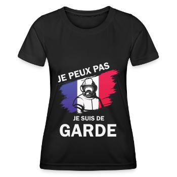 Je peux pas je suis de garde : Cadeau drôle cool - T-shirt sport Femme - noir - Devant - AI Model Female 172 light (172cm)