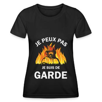 Je peux pas je suis de garde : Cool drôle cadeau - T-shirt sport Femme - noir - Devant - AI Model Female 172 light (172cm)