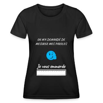 Mesurer ses paroles - T-shirt sport Femme - noir - Devant - AI Model Female 172 light (172cm)