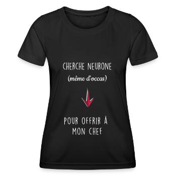Cherche neurone - T-shirt sport Femme - noir - Devant - AI Model Female 172 light (172cm)