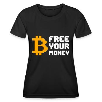 Libérez votre argent Digital Pixel Bitcoin - T-shirt sport Femme - noir - Devant - AI Model Female 172 light (172cm)