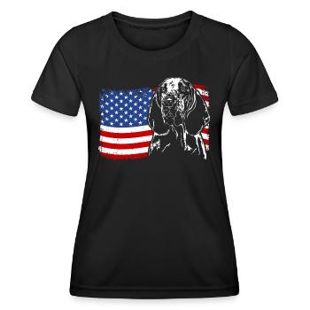 Bracco Italiano America Flag Dogs Wilsigns - T-shirt sport Femme - noir - Devant - AI Model Female 172 light (172cm)