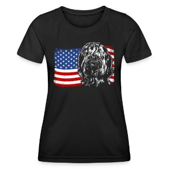 Briard America Flag Dogs Wilsigns - T-shirt sport Femme - noir - Devant - AI Model Female 172 light (172cm)