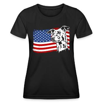 Greyhound America Flag Greyhound Dogs Wilsigns - T-shirt sport Femme - noir - Devant - AI Model Female 172 light (172cm)