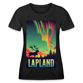 Reindeer and Northern Lights in Lapland Finland - Women's Functional T-Shirt - black - Front - AI Model Female 172 light (172cm)