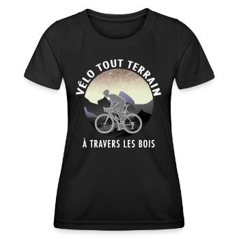Vélo tout terrain à travers les bois - T-shirt sport Femme - noir - Devant - AI Model Female 172 light (172cm)