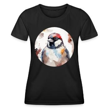 Haussperling - Frauen Funktions-T-Shirt - Schwarz - Vorne - AI Model Female 172 light (172cm)