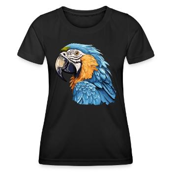 Blau-Gold Ara - Frauen Funktions-T-Shirt - Schwarz - Vorne - AI Model Female 172 light (172cm)