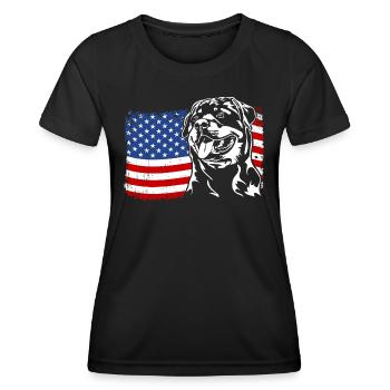 Rottweiler America Flag Dog Dogs Wilsigns - Women's Functional T-Shirt - black - Front - AI Model Female 172 light (172cm)