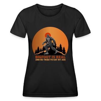 Bigfoot est réel et il a essayé de manger mon cul drôle - T-shirt sport Femme - noir - Devant - AI Model Female 172 light (172cm)