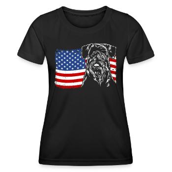 Schnauzer America Flag Dog Dogs Wilsigns - Women's Functional T-Shirt - black - Front - AI Model Female 172 light (172cm)