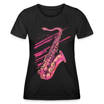 Saxophon 80er 90er Jahre - Frauen Funktions-T-Shirt - Schwarz - Vorne - AI Model Female 172 light (172cm)