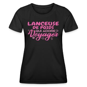 Passionate globetrotting shot putterer - Women's Functional T-Shirt - black - Front - AI Model Female 172 light (172cm)