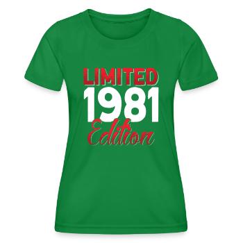 Vintage 1981 Retro Bitrthday Limited Edition. - Frauen Funktions-T-Shirt - Kelly Green - Vorne - AI Model Female 172 dark (172cm)