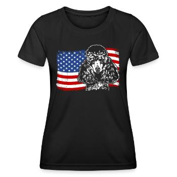 Zwergpudel Amerika Fahne Hunde Wilsigns - Frauen Funktions-T-Shirt - Schwarz - Vorne - AI Model Female 172 light (172cm)