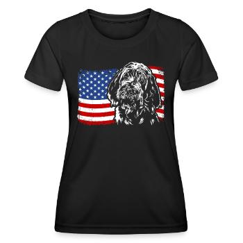 Spinone Italiano America Flag Dog Dogs Wilsigns - Women's Functional T-Shirt - black - Front - AI Model Female 172 light (172cm)