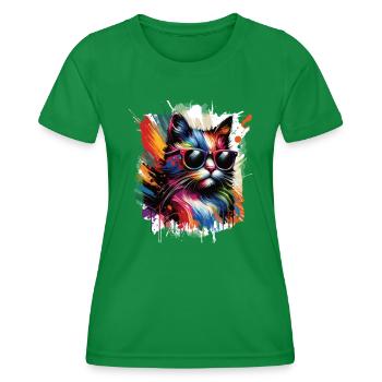 La vie est meilleure avec les chats - T-shirt sport Femme - vert - Devant - AI Model Female 172 dark (172cm)