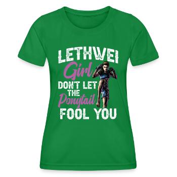 Lethwei Girl, ne laisse pas ta queue de cheval - T-shirt sport Femme - vert - Devant - AI Model Female 172 dark (172cm)
