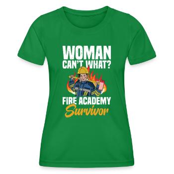 Frau Kann Nicht Was? Fire Academy Survivor - Frauen Funktions-T-Shirt - Kelly Green - Vorne - AI Model Female 172 dark (172cm)