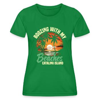 Booze With My Beaches Catalina Island - Women's Functional T-Shirt - kelly green - Front - AI Model Female 172 dark (172cm)