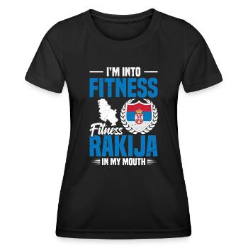 Ich Stehe Auf Fitness, Fitness, Rakija In Meinem - Frauen Funktions-T-Shirt - Schwarz - Vorne - AI Model Female 172 light (172cm)
