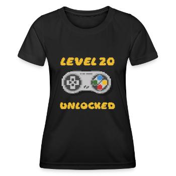 Geburtstag 20 - 20ter - Level 20 Unlocked 16 Bit - Frauen Funktions-T-Shirt - Schwarz - Vorne - AI Model Female 172 light (172cm)