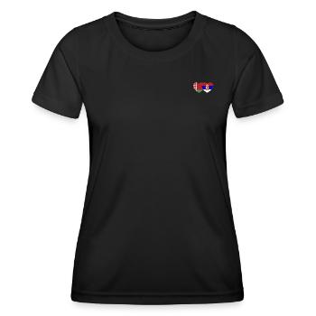 Biélorussie Serbie Drapeau Cœur - T-shirt sport Femme - noir - Devant - AI Model Female 172 light (172cm)