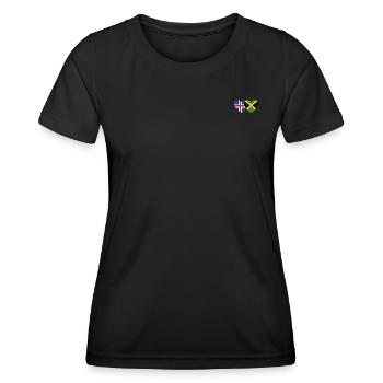 Island Jamaika Flagge Herz - Frauen Funktions-T-Shirt - Schwarz - Vorne - AI Model Female 172 light (172cm)