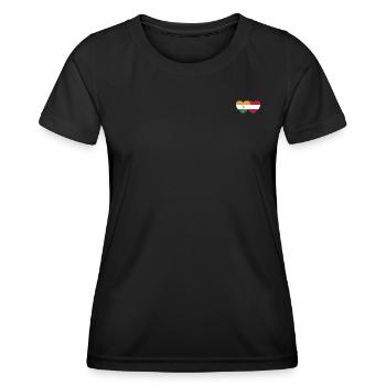 Inde Autriche Drapeau Coeur - T-shirt sport Femme - noir - Devant - AI Model Female 172 light (172cm)