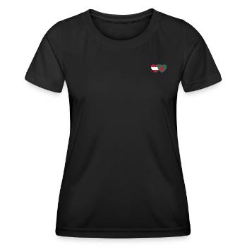 Austria Bangladesh Flag Heart - Women's Functional T-Shirt - black - Front - AI Model Female 172 light (172cm)
