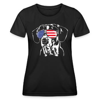 BUNNY DOGGY Drapeau américain USA Wilsigns - T-shirt sport Femme - noir - Devant - AI Model Female 172 light (172cm)