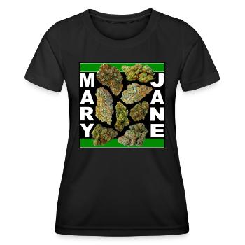 Mary Jane 420 Cannabis Marihuana CBD Hanf Gras THC - Frauen Funktions-T-Shirt - Schwarz - Vorne - AI Model Female 172 light (172cm)