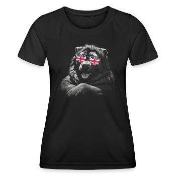 Chien de berger du Caucase Drapeau de l’Angleterre - T-shirt sport Femme - noir - Devant - AI Model Female 172 light (172cm)