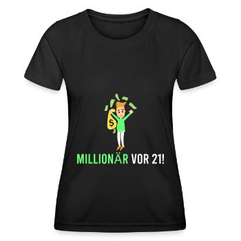 Millionnaire devant 21 ! - T-shirt sport Femme - noir - Devant - AI Model Female 172 light (172cm)