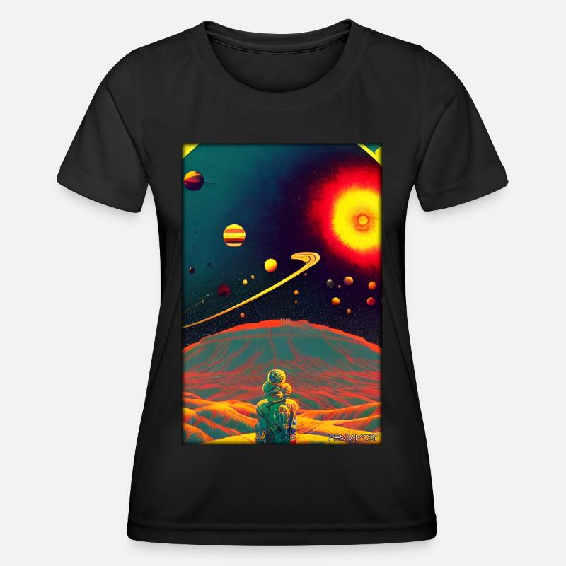 Galaxy Cosmos Universe Solar System Astronaut - Women's Functional T-Shirt - black