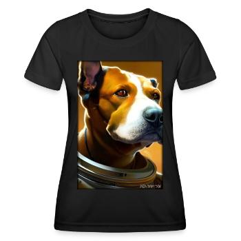 Dog Pet Astronaut Future Sci-Fi Technology - T-shirt sport Femme - noir - Devant - AI Model Female 172 light (172cm)