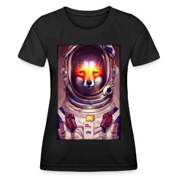 Fox Wildlife Astronaut Future Sci-Fi Technology - T-shirt sport Femme - noir - Devant - AI Model Female 172 light (172cm)