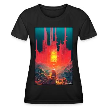 Castle Castle Fortress Architecture Landscape - Women's Functional T-Shirt - black - Front - AI Model Female 172 light (172cm)