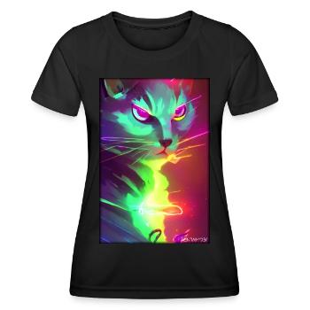 Space Cyber Cat Future Pet Cat Love - T-shirt sport Femme - noir - Devant - AI Model Female 172 light (172cm)