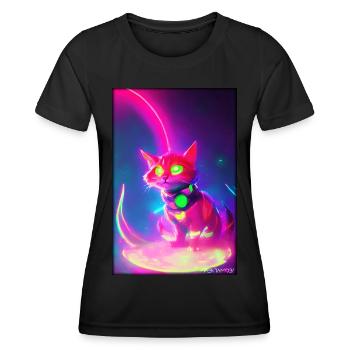 Space Cyber Cat Future Pet Cat Love - T-shirt sport Femme - noir - Devant - AI Model Female 172 light (172cm)