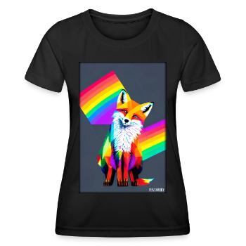Fuchs Polygon Waldbewohner Waldtier Wildnis Tier - Frauen Funktions-T-Shirt - Schwarz - Vorne - AI Model Female 172 light (172cm)