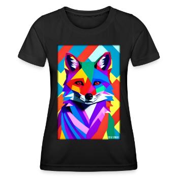 Fuchs Polygon Waldbewohner Waldtier Wildnis Tier - Frauen Funktions-T-Shirt - Schwarz - Vorne - AI Model Female 172 light (172cm)